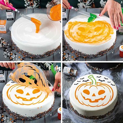 Torta con stencil zucca di halloween