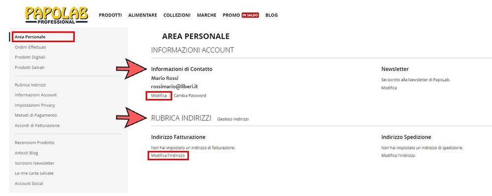 Area personale