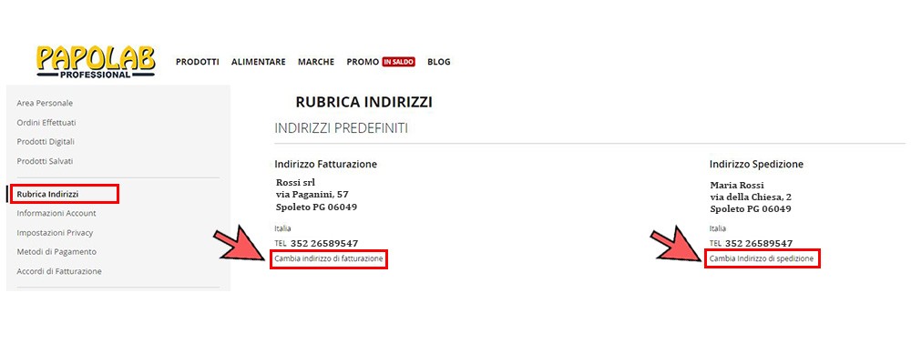 Rubrica indirizzi