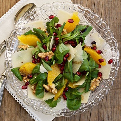 Insalata di Valeriana, Melograno, Noci e Arance