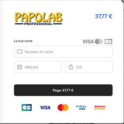 Dettaglio pagamento con carta di credito