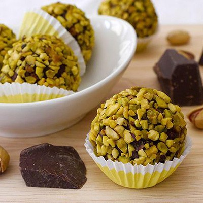 Praline ricoperte di granella di pistacchio