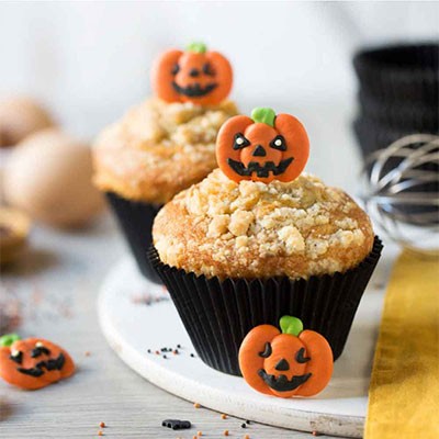 decorazioni in zucchero arancioni a forma di zucca