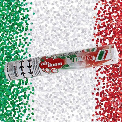 Tubo sparacoriandoli bianco rosso e verde