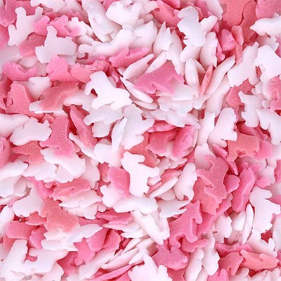 decorazioni in zucchero rosa e bianche