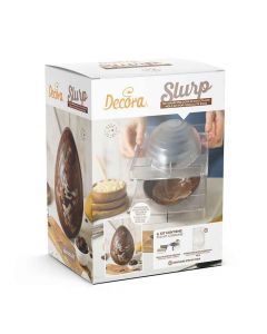 Kit Slurp 2 Stampi per Uova di cioccolato da 250g in policarbonato rigati e 4 molle