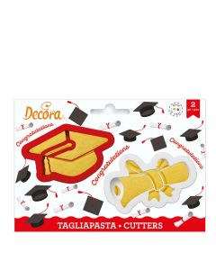 Set 2 Cutters Tagliapasta in plastica Laurea Pergamena e Tocco