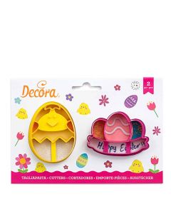 Set 2 Cutters Tagliapasta in plastica Pulcino e Uova con festone