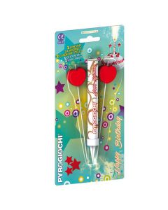 Fontana pirotecnica per torte e 2 candeline cuore