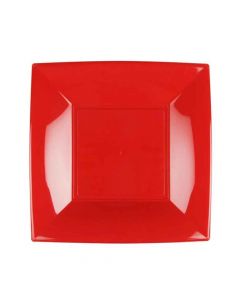 Piatti quadrati lavabili per microonde rossi 23x23 cm