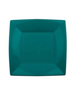 Piatti quadrati lavabili per microonde verde smeraldo 23x23 cm