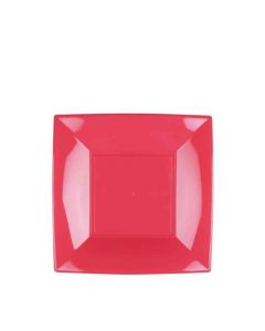 Piatti quadrati piccoli lavabili per microonde rosa corallo 18x18 cm