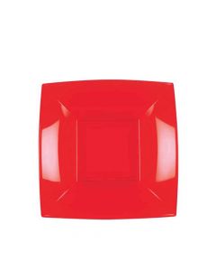 Piatti quadrati fondi lavabili per microonde rossi 18x18 cm