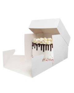Scatola quadrata per torta con coperchio bianca 40,5 x 40,5 x h 37,5 cm