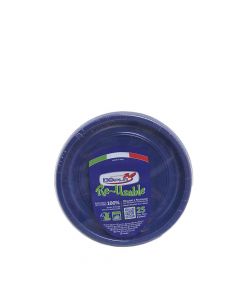 25 Piattini di plastica riutilizzabili e lavabili blu Ø17 cm DOpla 