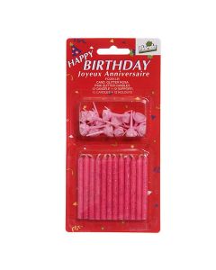Candeline compleanno glitterate rosa - confezione