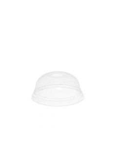 50 Coperchi compostabili a cupola con foro PLA trasparente Ø8,5 h4,2cm