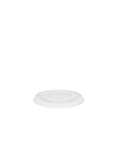 50 Coperchi compostabili piatti con foro a croce PLA trasparente Ø7,8 h1cm 