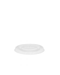 50 Coperchi compostabili piatti con foro a croce PLA trasparente Ø9,5 h1cm
