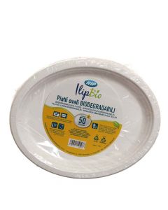 50 Vassoi piatti ovali grandi in polpa di cellulosa Ilip Bio 32x26 cm