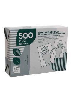 Confezione 500 Sacchetti guanti protettivi per mani salva igiene 18X30 cm