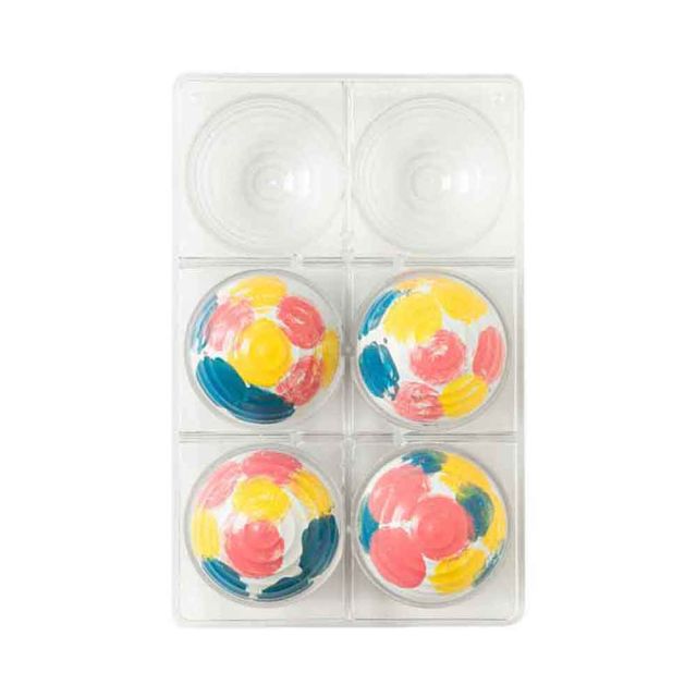 Stampo in policarbonato 6 cioccolatini Sfere moderne Ø 7,5 x h 3,75 cm Decora