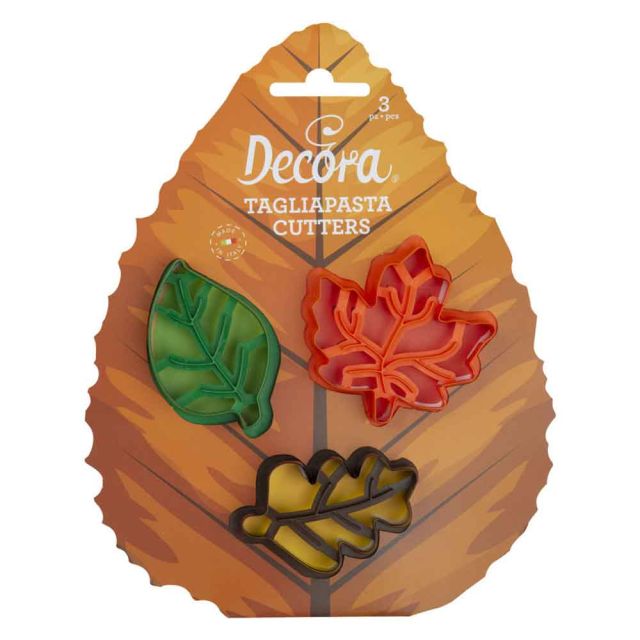 Set 3 Cutters tagliapasta in plastica foglie autunnali colorate