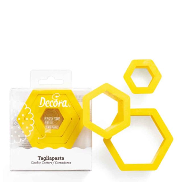 Set 3 Cutters Tagliapasta in plastica forma esagono Decora