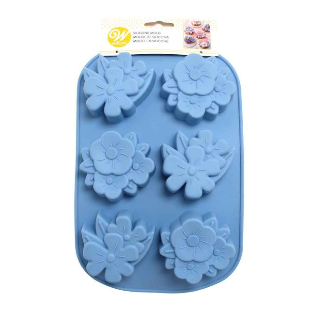 Stampo antiaderente in silicone 6 cavità a forma di fiori Wilton