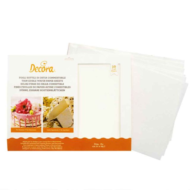 10 Fogli formato A4 di ostia 21x29,7 cm per decorazione torte Decora