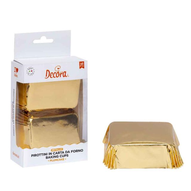 20 Pirottini rettangolari color oro per cottura plumcake 8 x 5 x h 3,2 cm