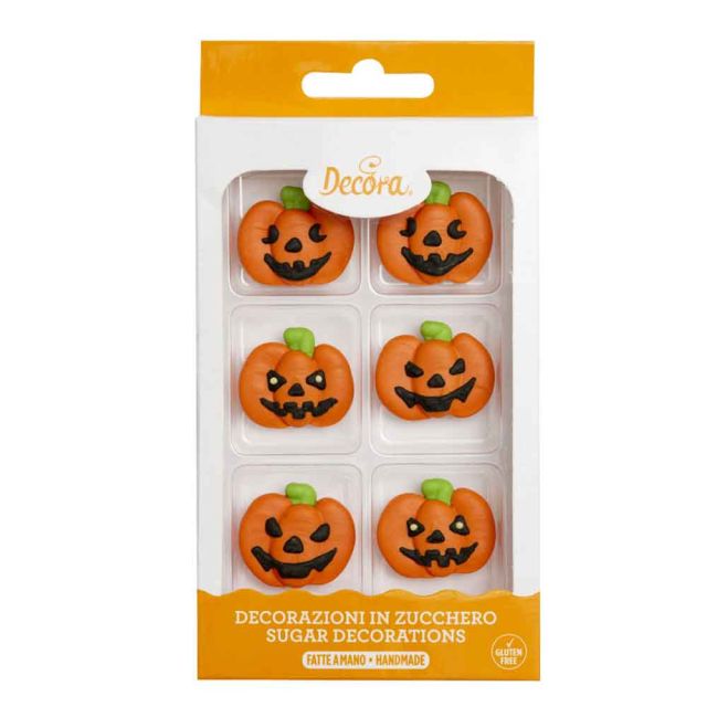 6 Decorazioni zucchette di Halloween in zucchero Decora