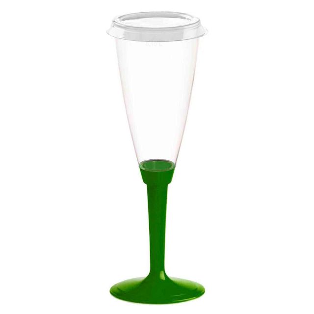 Flutes calici gambo lungo verde scuro con tappo