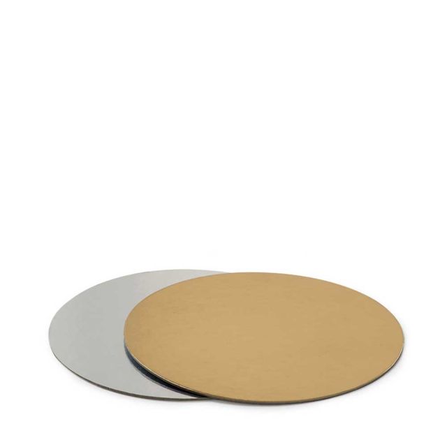 Sottotorta rotondo in cartone accoppiato oro argento Ø24 cm Decora