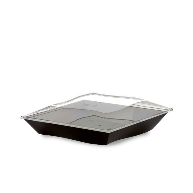 Piatti di plastica eleganti Vanity 16x16cm neri con coperchio