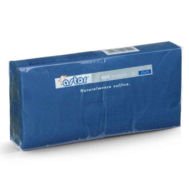 Tovaglioli da cocktail in carta di pura cellulosa 2 veli 25x25 blu
