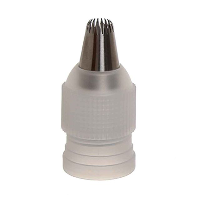 Adattatore per beccucci grandi in plastica foro uscita Ø2 cm con beccuccio montato