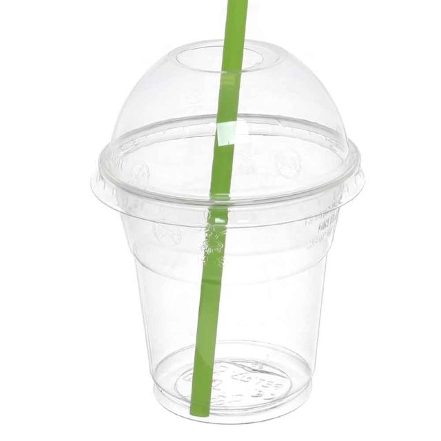 100 Bicchieri Kristal PET 200cc con coperchio bombato forato