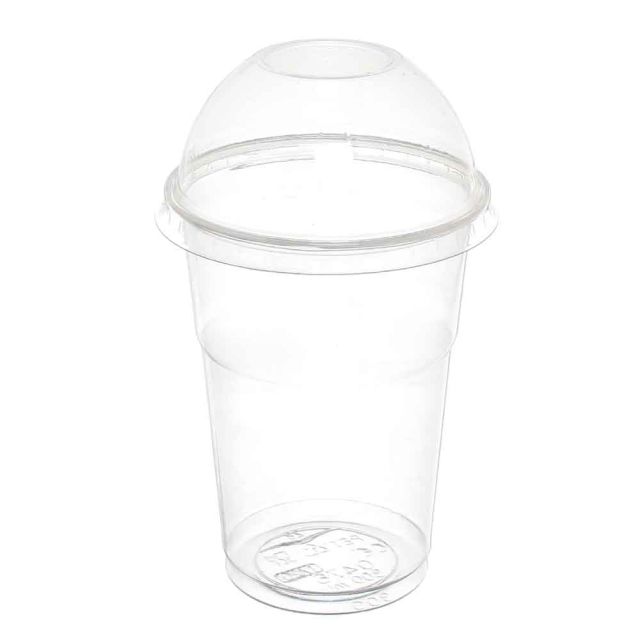100 Bicchieri Cristal PET 300 ml con coperchio a cupola