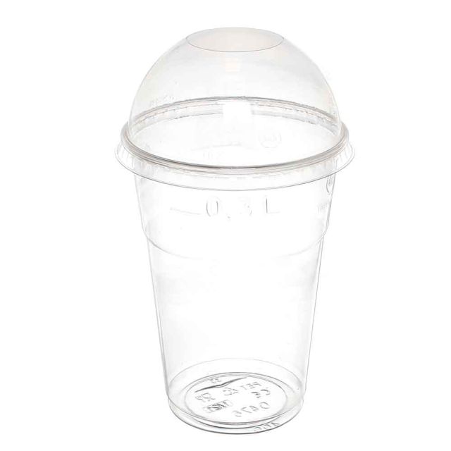 100 Bicchieri Cristal PET 400 ml con coperchio a cupola