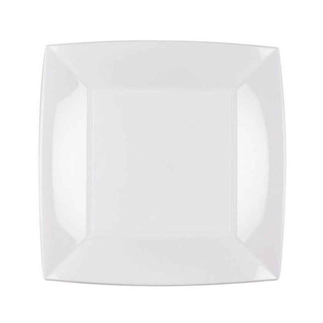 Piatti quadrati lavabili per microonde bianchi 23x23 cm