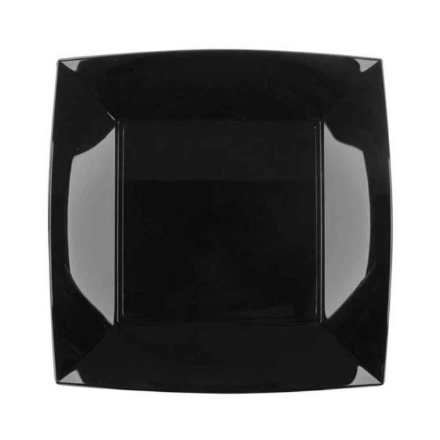Piatti quadrati lavabili per microonde neri 23x23 cm