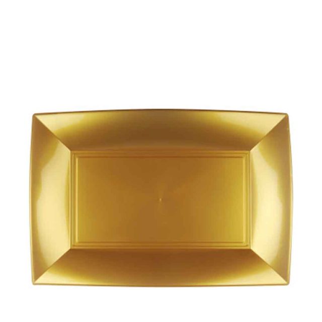 Piatti rettangolari lavabili per microonde oro 28x19 cm