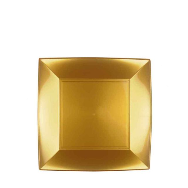 Piatti quadrati piccoli lavabili per microonde oro 18x18 cm