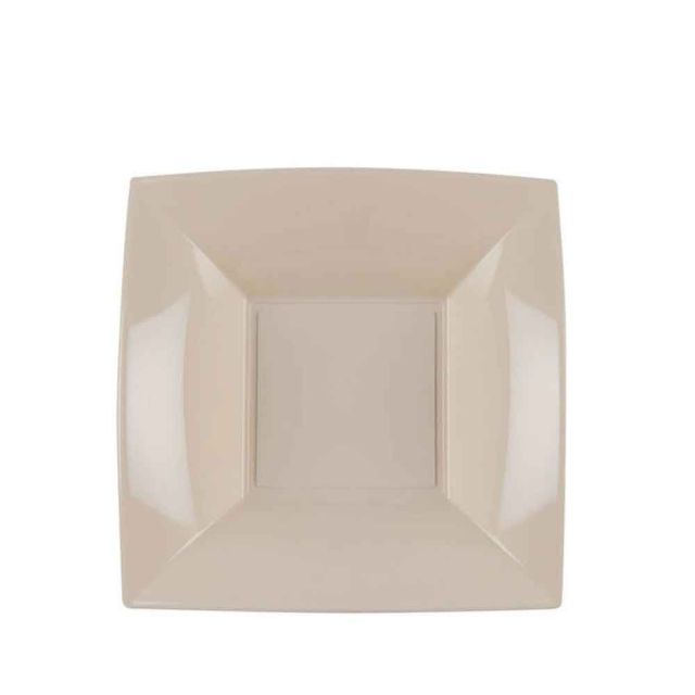 Piatti quadrati fondi lavabili per microonde beige 18x18 cm