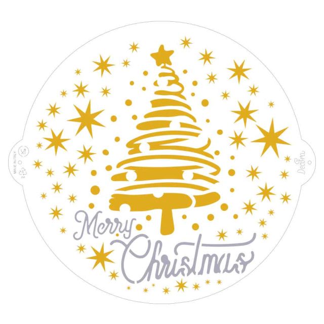 Stencil per torte Albero di Natale e scritta Merry Christmas Ø25 cm Decora