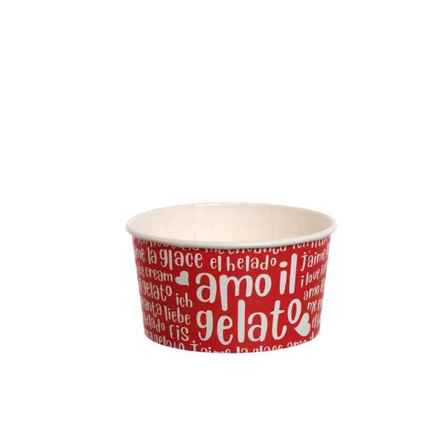 56 Coppette di carta per gelato Funny rosse 170ml