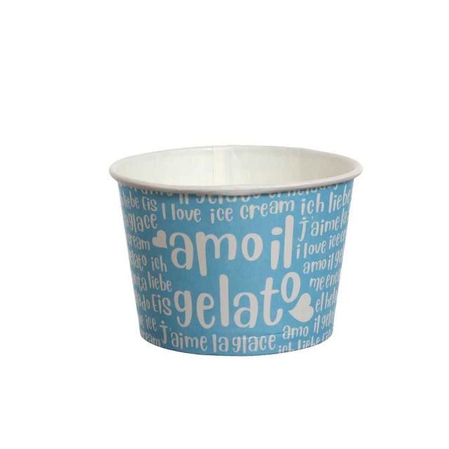 55 Coppette gelato in carta Funny azzurre 290ml