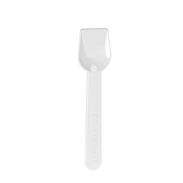 650 Cucchiaini palette da gelato PLA compostabile bianchi 10cm