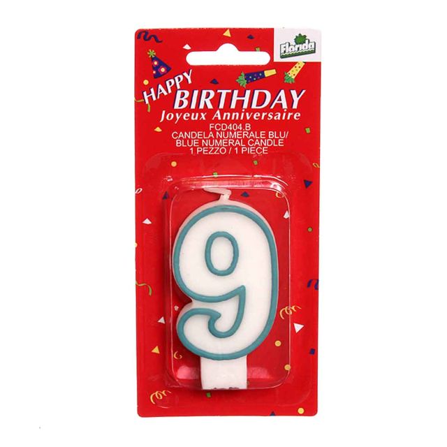 Candeline numero 9 celeste - confezione